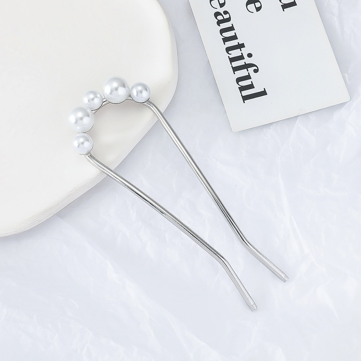 Red popularidad china en forma de U bandeja de pinzas de cabello artefacto de perlas de alto nivel antiguo pinzas de cabello pinzas de cabello adornamiento para mujeres