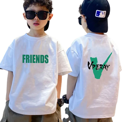 Children's clothing boys summer clothing 2024 new Korean version medium and large children's short-sleeved T-shirts children's casual half-sleeved boys' clothes