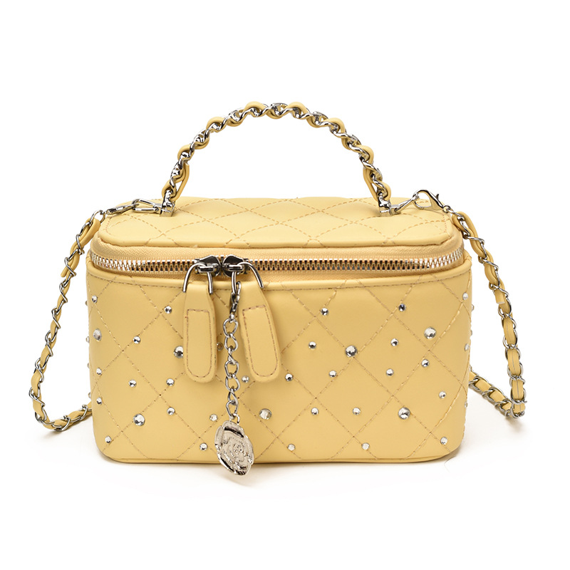 Cadena de diamante caja de mano pequeña bolsa cuadrada de mujeres ventas calientes nueva moda lujosa ligera versátil mochila