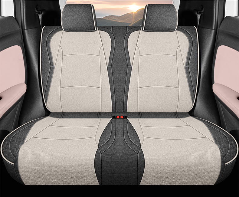 BYD Seagull Special Cotton and Linen Car Cushion Four Seasons Five Seats Fully Surrounded Women's Pink Seat Cover Summer Simple