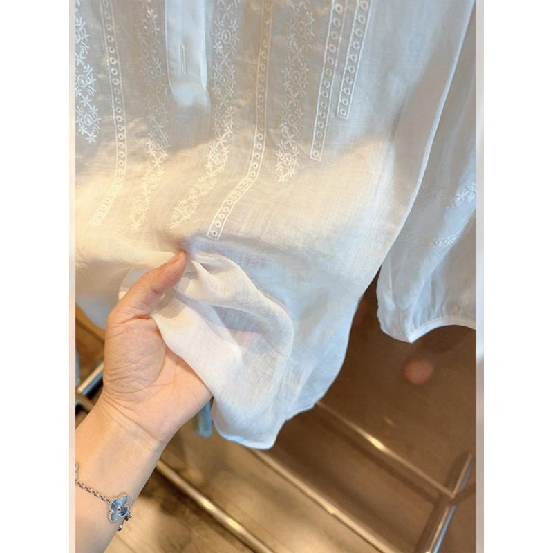 高级设计感半袖衬衫女夏季宽松圆领正肩显瘦高端短袖苎麻衬衣薄款|undefined