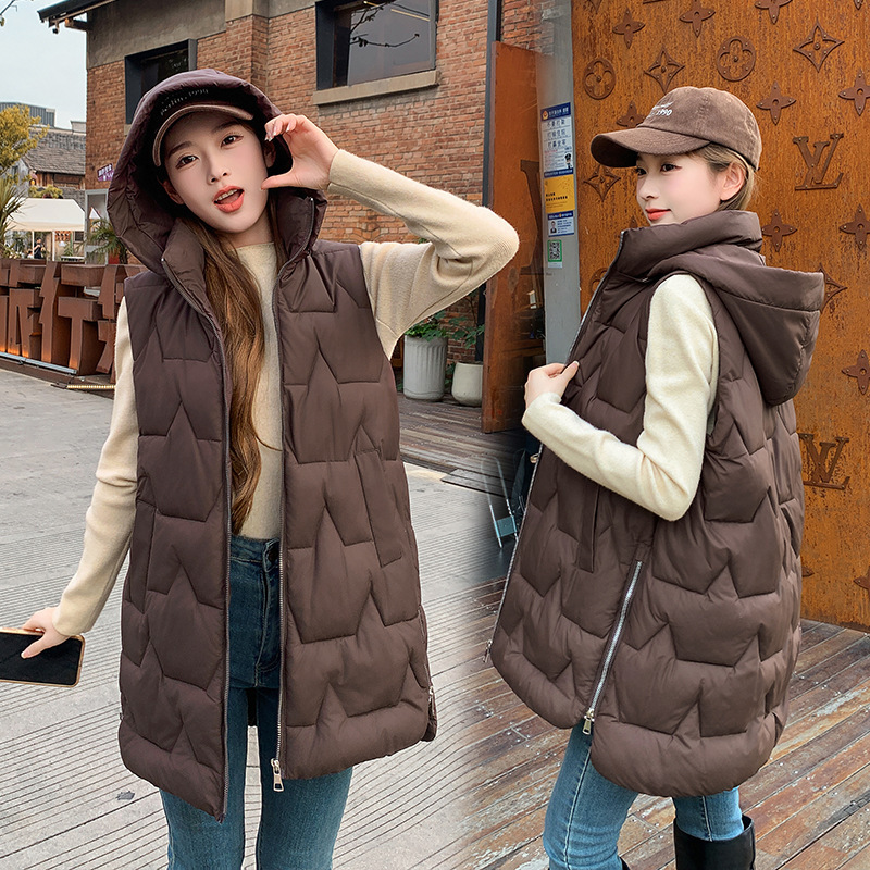 2025 invierno nuevo chaleco de moda de mujer con capuzas estilo extranjero delgado abrazadera de caballo de algodón sin mangas hombro con chaleco exterior image 3