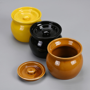 Ceramic Crock Stew Pot, Water-Proof Stew Pot, Small Soup Pot for One Person, Steamed Egg Bowl with Lid, Home Hotel