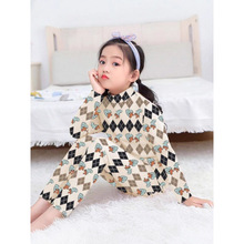 跨境儿童春秋内衣套装男女无骨秋衣秋裤德绒加厚保暖半高领家居服