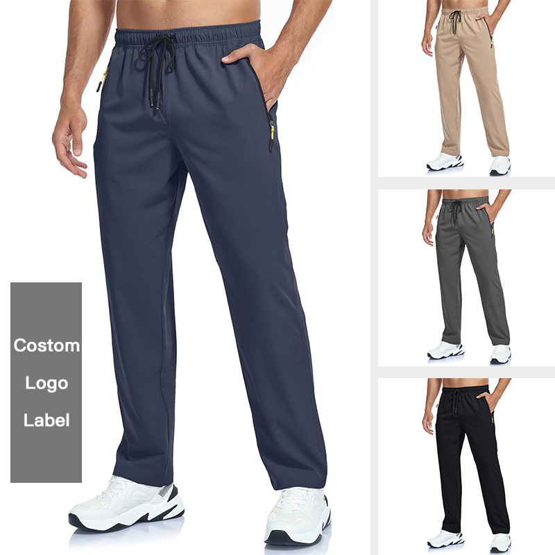 Men's Lightweight Hiking Travel Pants Breathable Sports Fishing Exercise Jogger Zipper Pocket Quick Dry