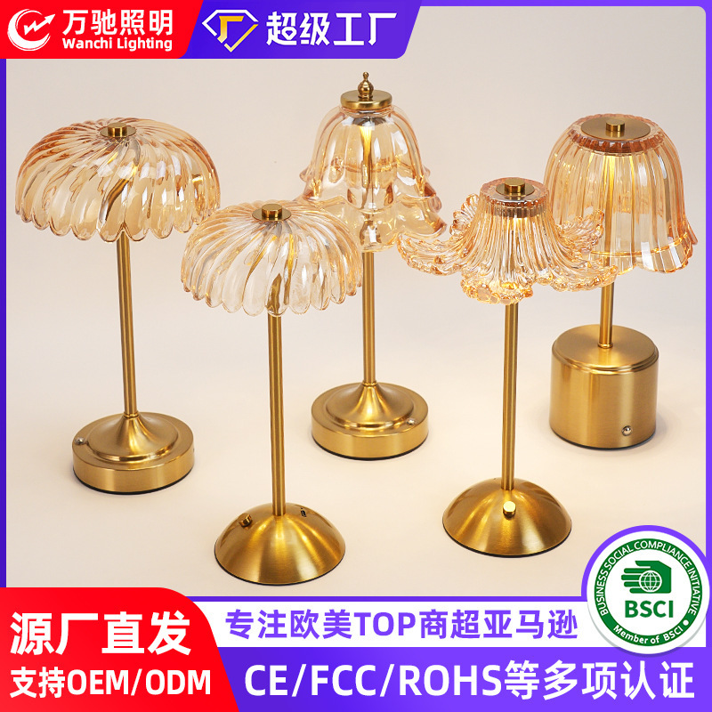 Cross-Border New Glass Crystal Decorative Table Lamp Creative Bedroom Bedside Table Lamp High-End American Light Luxury Night Light