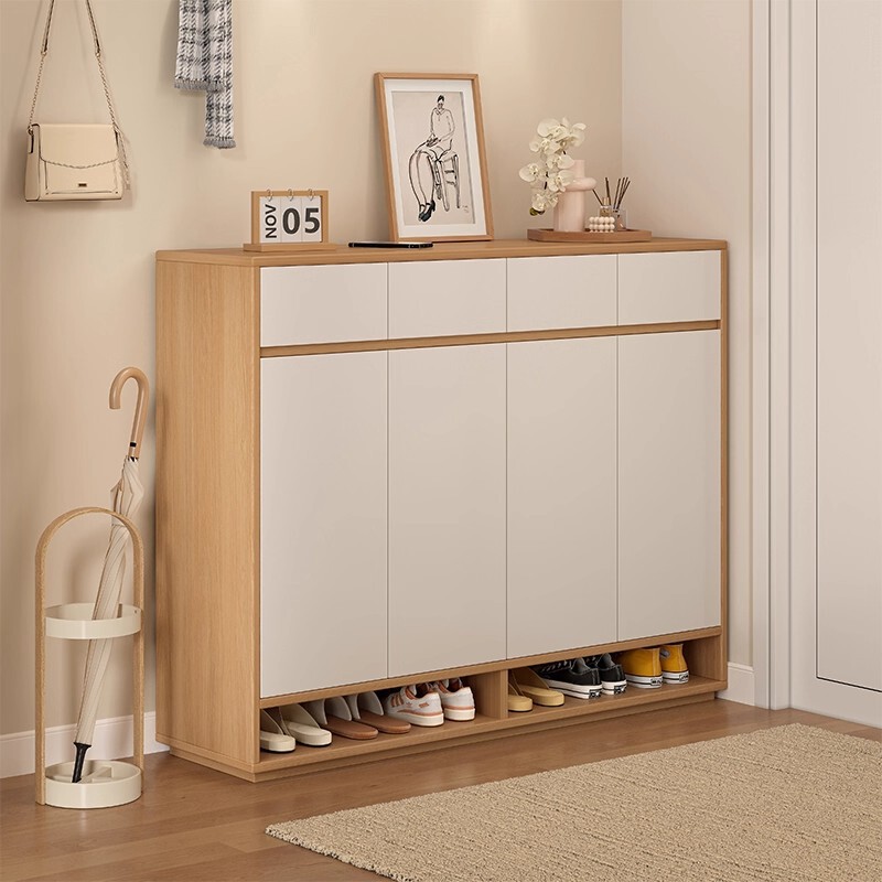 Shoe Cabinet for Home Entrance Door Storage Integrated Against the Wall Outside the Door 2025 New Model Indoor Entrance Solid Wood Foyer
