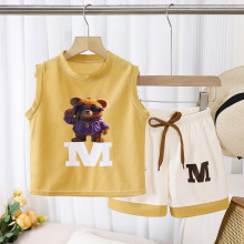 新款儿童背心套装宝宝无袖短裤两件套夏季薄款中大童时尚背心套装