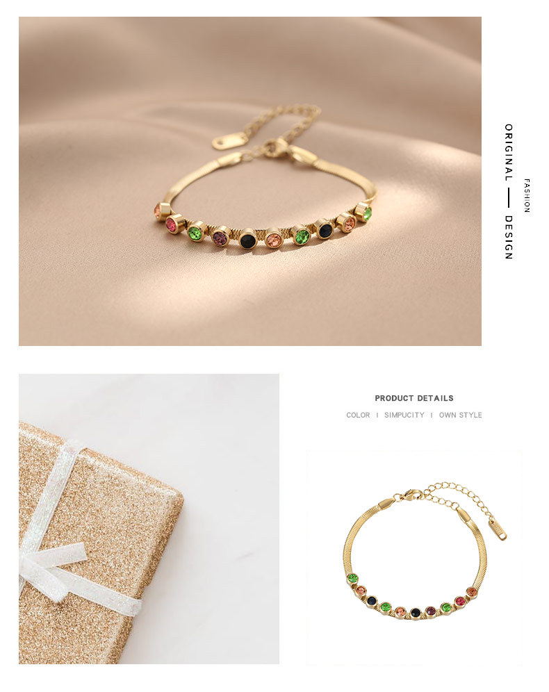 Simple Style Geometric Titanium Steel Inlay Zircon Bracelets 1 Piece