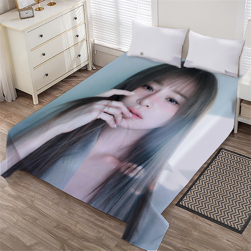 Custom Bed Sheets Featuring Cyndi Wang, Beautiful Girl Student Style, Celebrity Fan Merchandise, Dormitory Class a Bed Sheet Mattress Protector