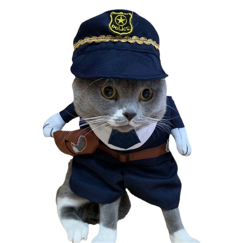 Primavera y Otoño ropa de gato para mascotas lindo divertido ropa de perro gato divertido ropa de pie-traje de transformación tridimensional