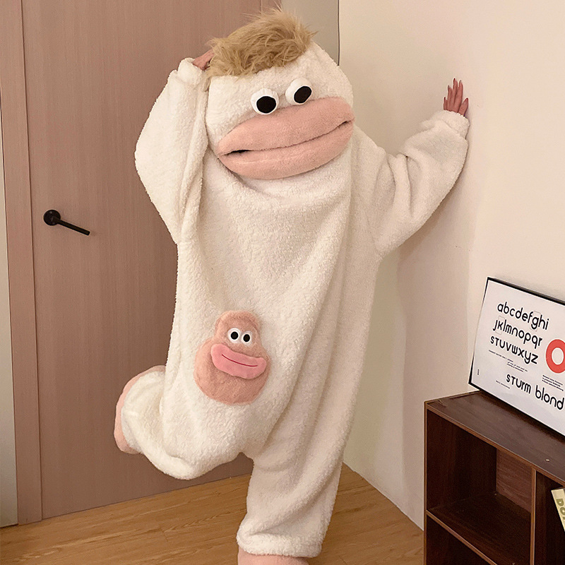 One-Piece Women's Pajamas for Autumn and Winter, Coral Fleece, Thickened and Warm, Can Be Worn Outside, Cute and Quirky Sleepwear, Loungewear One-Piece Women's Pajamas for Autumn and Winter, Coral Fleece, Thickened and Warm, Can Be Worn Outside, Cute and Quirky Sleepwear, Loungewear