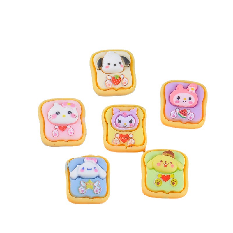Nuevo animal tostado resina terminado accesorios de alimentos DIY crema pegamento teléfono caso diadema nuevo Sanrio material venta al por mayor