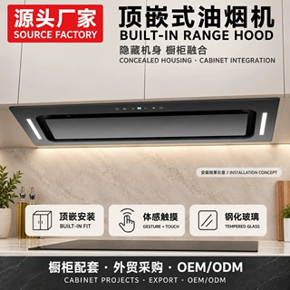 顶嵌式抽油烟机体感触摸钢化玻璃厨房橱柜配套外贸批发OEM/ODM