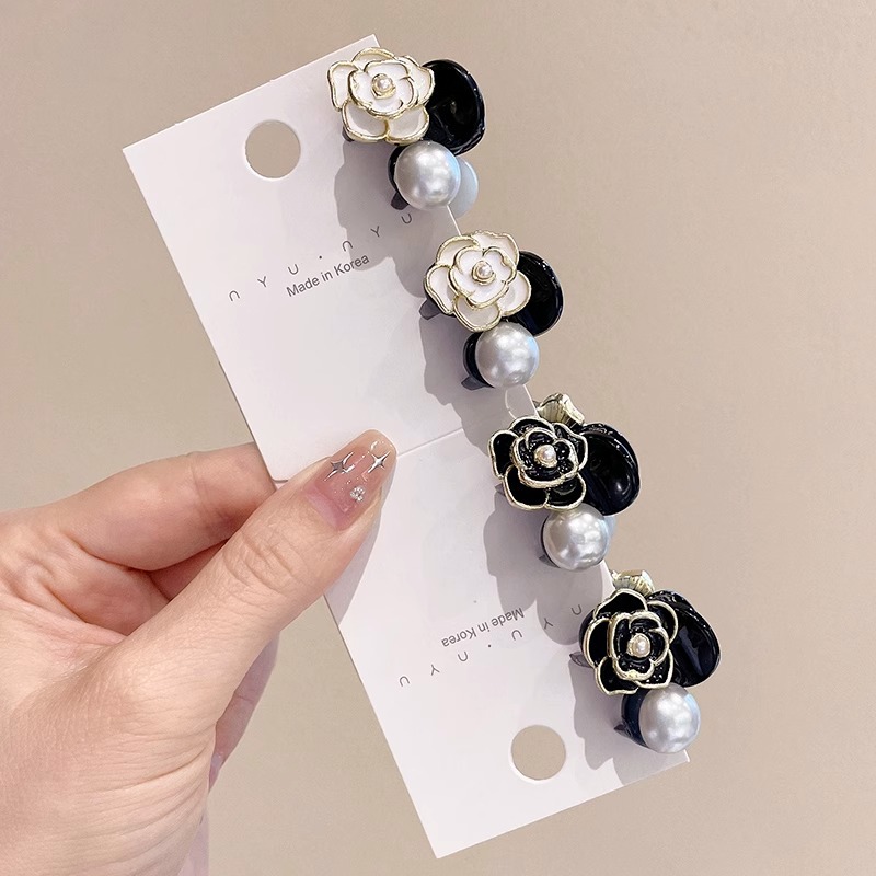 Camellia retro mini clip de agarre para mujeres peñas cortadas clip de cabello princesa clip de cabello para mujeres