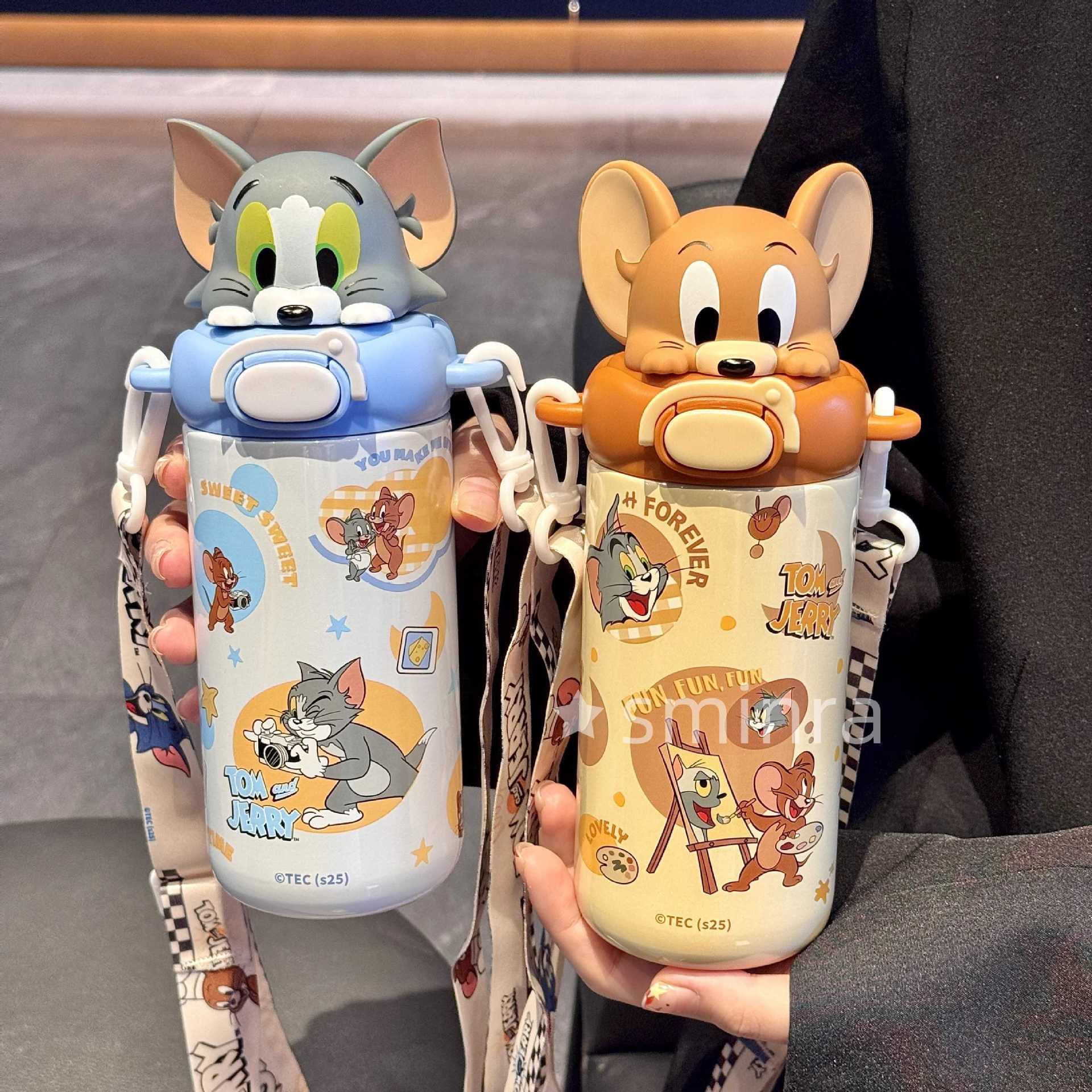 Gato y ratón taza de agua para niños 2025 nueva taza de agua de paja de alto valor facial para niños y niñas taza de agua especial para la escuela
