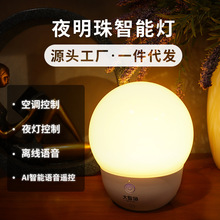 夜明珠智能燈語音燈充電3d小夜燈創意led臺燈臥室床頭燈空調伴侶