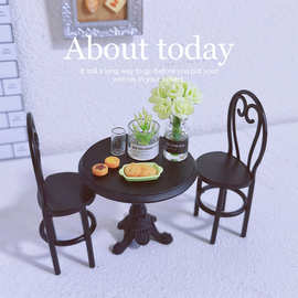 微缩家具场景模型 娃娃屋配件迷你休闲餐桌椅套装一台两椅M101