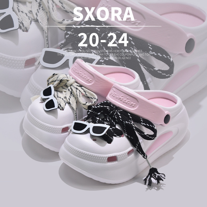 Colorful Eva Thick-Soled Girly Lace-Up Clogs for Women, New Summer Outdoor Wear, Non-Slip, Odor-Resistant Beach Shoes Colorful Eva Thick-Soled Girly Lace-Up Clogs for Women, New Summer Outdoor Wear, Non-Slip, Odor-Resistant Beach Shoes