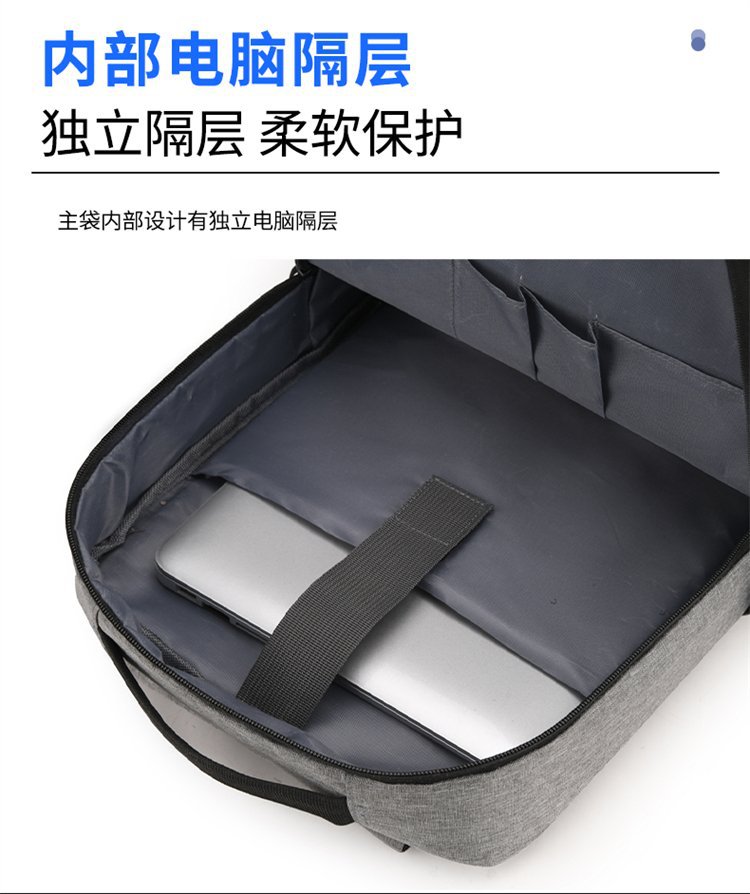 Three-piece backpack set: business travel, leisure meetings, business trips, backpacks, computer bags, printed words and logos Item Picture