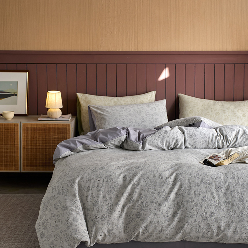 Retro Yarn-Dyed Jacquard Cotton Four-Piece Set, Skin-Friendly, Soft and Breathable 100 Cotton Quilt Cover Bed Sheetss, Bedding Available for All Seasons