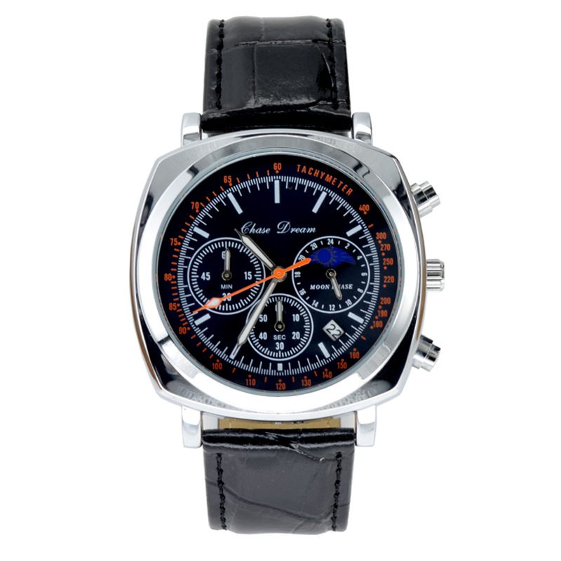 2023 neue heiße verkaufende Uhr Sonne, Mond, Sterne, Mondphasenuhr Herrenmode Gürtel Quarzuhr Business Fashion Herrenuhr_voghion.com