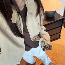 南油高端老钱风小马刺绣印花拼接短款外套女2025秋季新款拉夫夹克