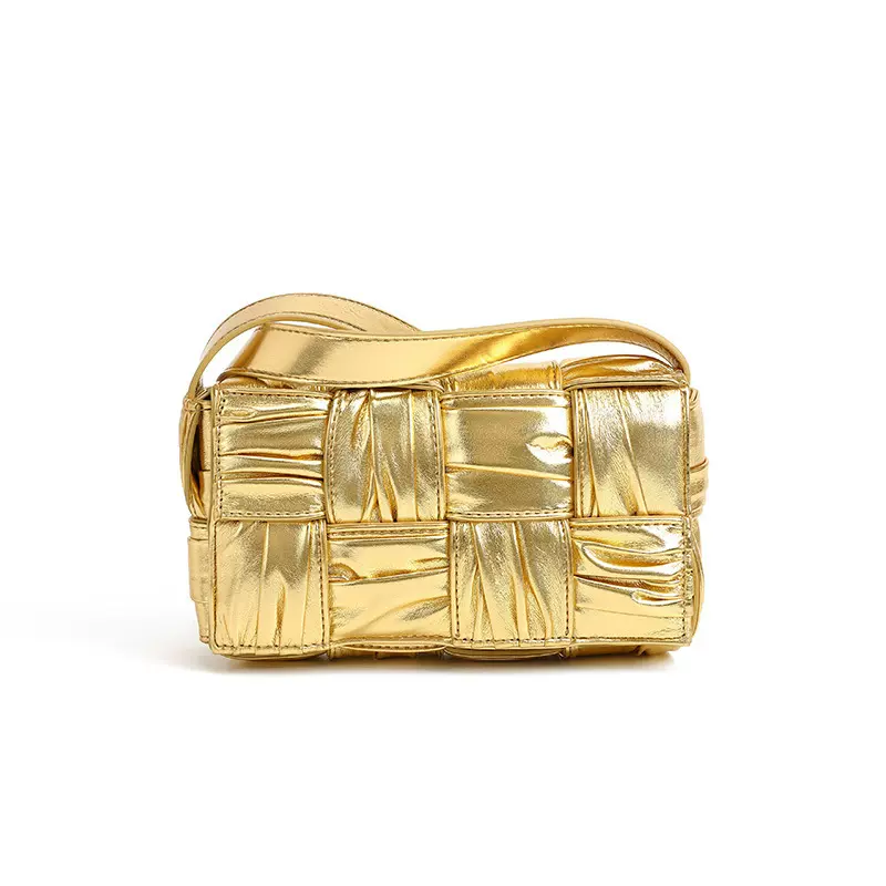 批发编织包包女2024新款高质感大容量单肩斜挎包方格褶皱女包跨境