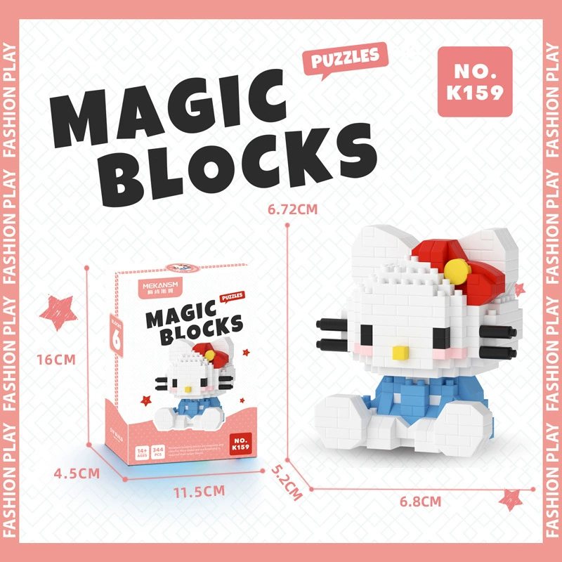 Mini Bricks Cartoon Constructor Set, Sanrio-style Characters, Multiple Models (188–626 pcs)