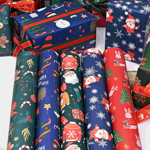 Cross-border best-selling Christmas wrapping paper Christmas gift apple bouquet flowers gift box packaging paper wholesale