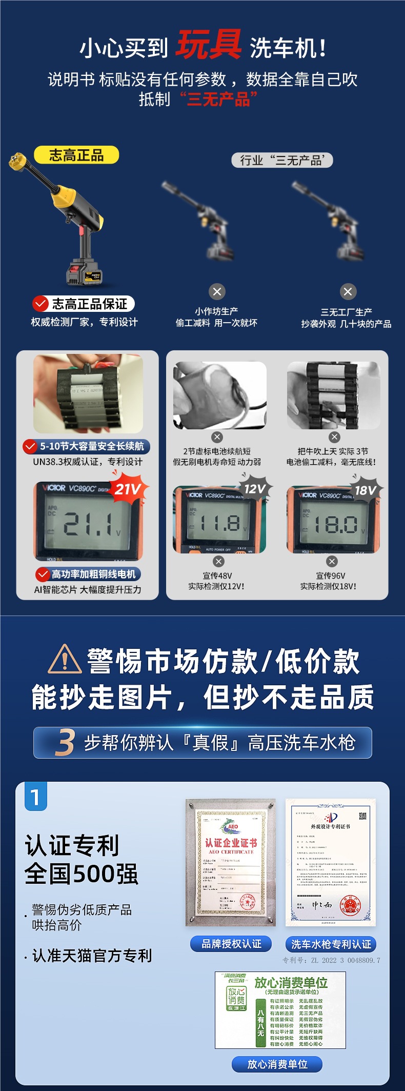 Zhigao Wireless Car Washing Machine High-Pressure Water Gun for Home and Car Use, Powerful Lithium Battery Rechargeable Booster Water Gun