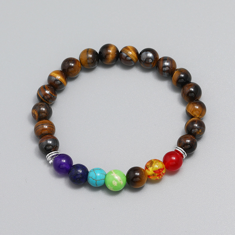 Wholesale Jewelry Colorful Tiger Eye Stone Beaded Bracelet Nihaojewelry display picture 1