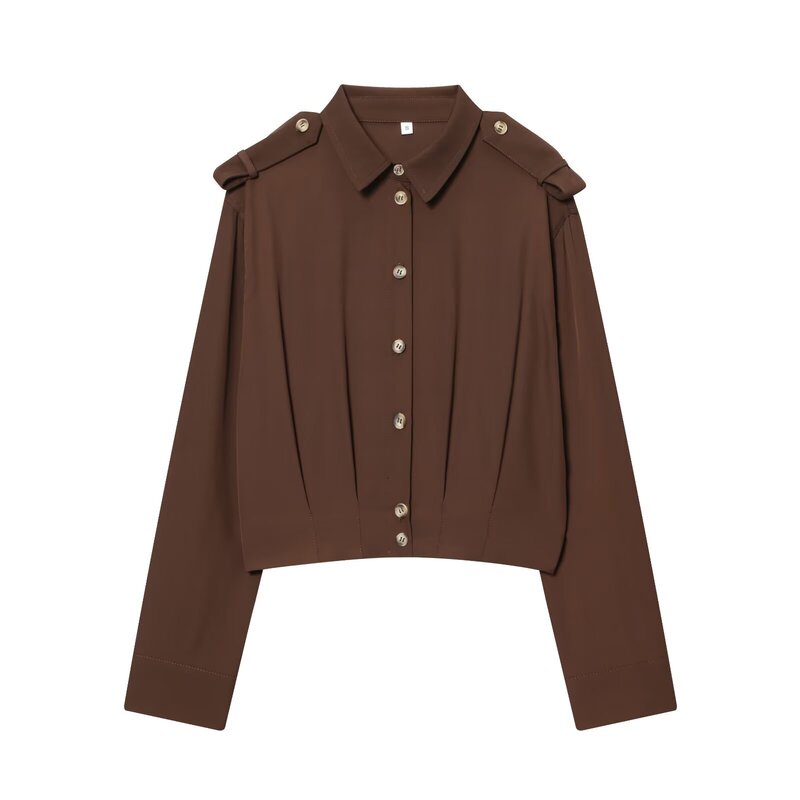 Autumn New Women's Casual Fashion Elegant Shoulder Strap Waist Slimming Shirt