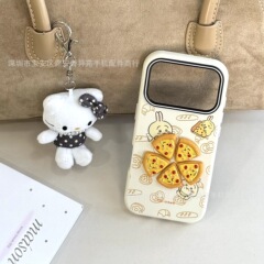 立体DIY披萨皮纹日韩保护套适用iPhone17Promax卡通苹果16手机壳