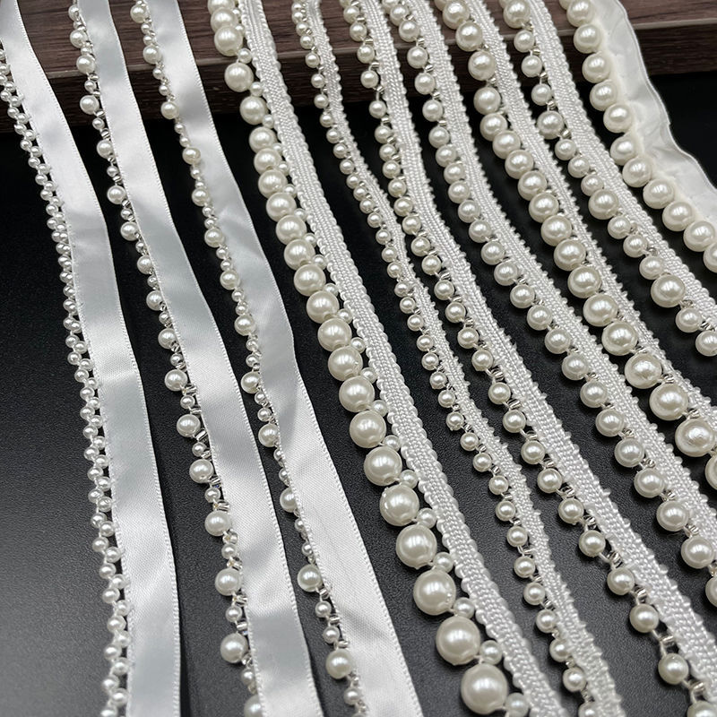 Pearl chain Pure handwork Wear line Imitation pearls lace Republic of China clothing Neckline Hat decorate Jewelry accessories