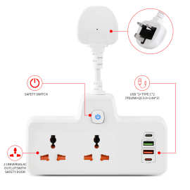 新款壁插总控转换器万能孔多国插头2孔4USB支持快充PD20W&QC3.0
