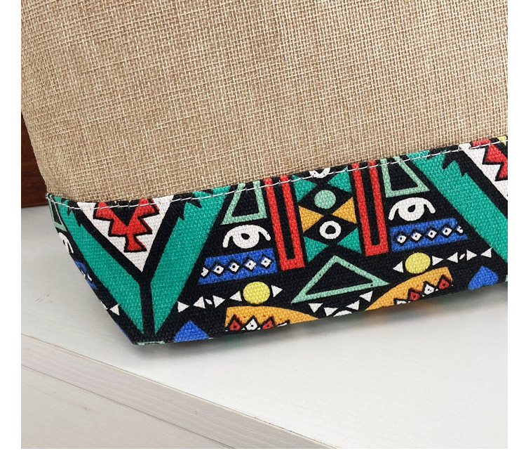 472g Weight Polyester Lining Material Zipper Closure Type Double Shoulder Straps Strap Type Tote Bag Bags Type Street Occasion cotton and linen Material Geometric Pattern All Seasons Season Women's Gender Ethnic Style Style Large Size Women's Large Cotton And Linen Geometric Ethnic Style Zipper Tote Bag 1