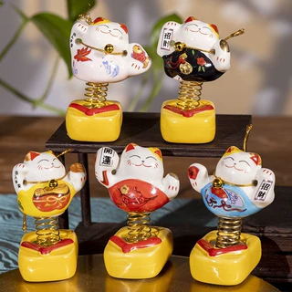 车载饰品摆件卡通创意弹簧猫咪车内装饰品高级感汽车摆件礼品批发