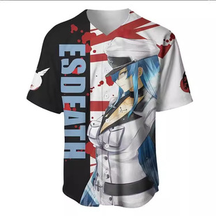 2024 New European and American Men's Export 3D Printed Summer Hem Button Loose Baseball Uniform Short-Sleeved T-Shirt Men's Summer
