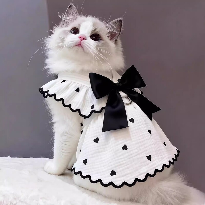 Pet Dress Supplies Clothing Spring and Summer Dog Cat Teddy Ragdoll Cat Love Cotton Dress