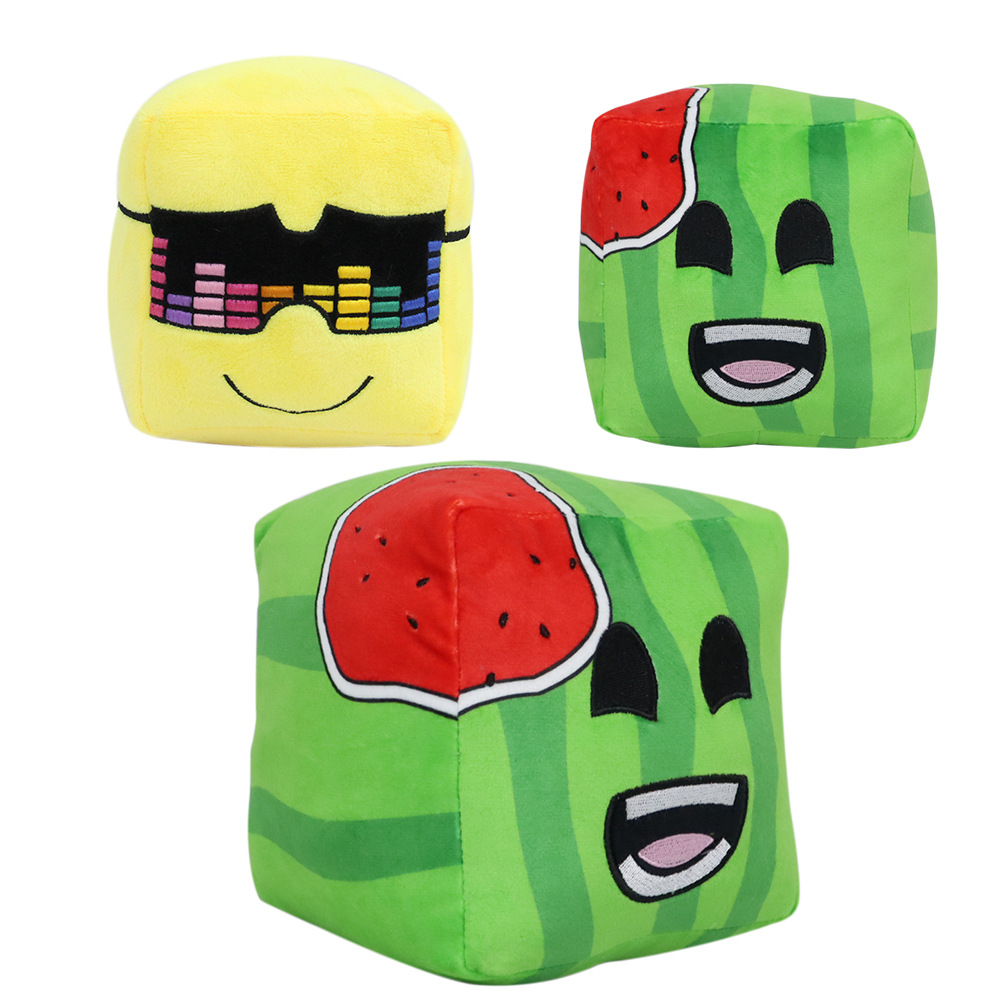Cross-Border Cartoon Sunnyandmelon Plush Toy Square Watermelon Pillow Doll Doll Ready for Fruit