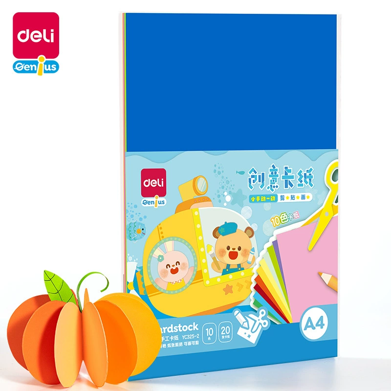 Deli YC325-2 Картон A4-10 цветов, 20 листов (смешанный) (пакет)