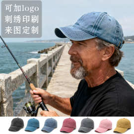 现货 欧美软顶帽子老爹帽户外鸭舌帽水洗棒球帽砂洗做旧牛仔帽