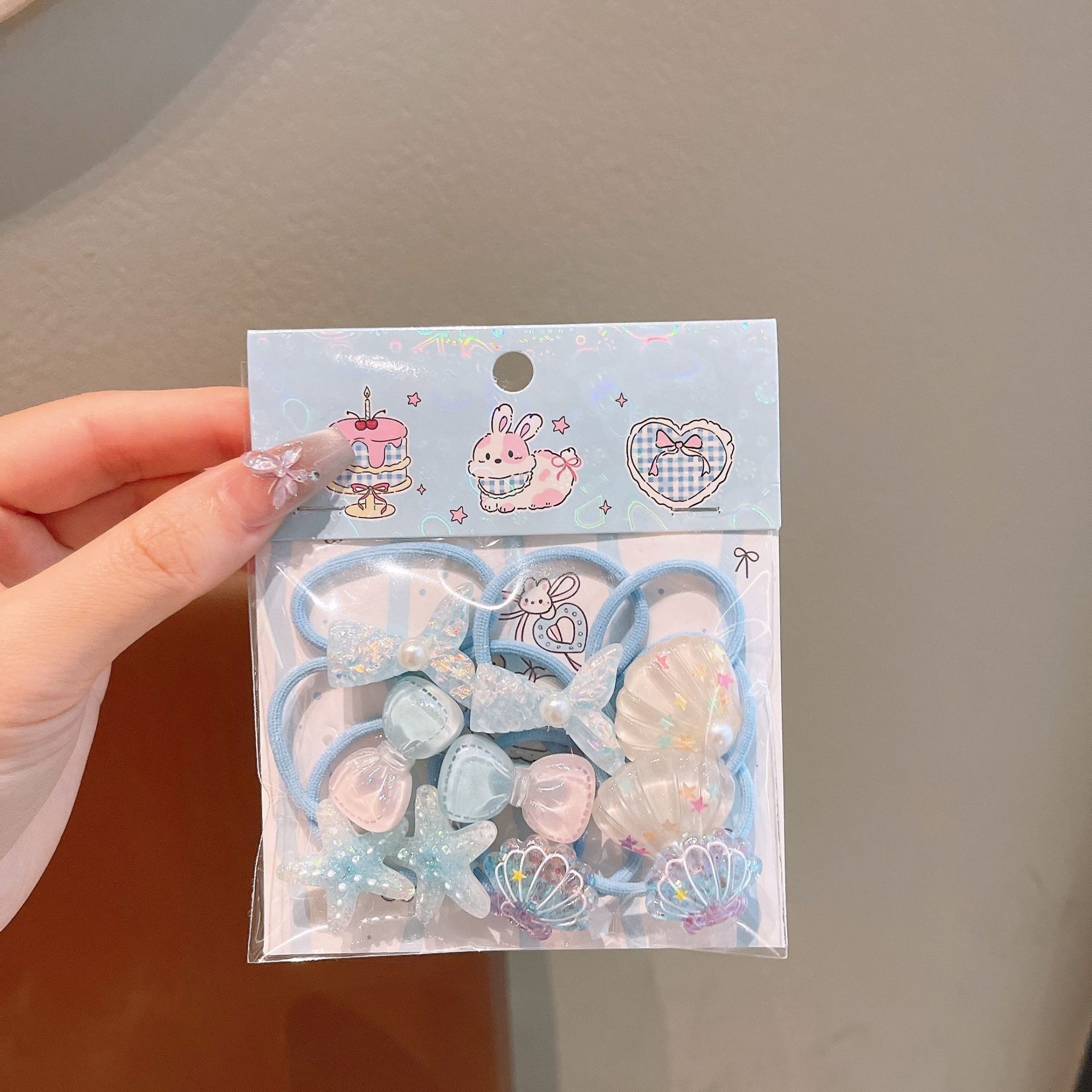Anillo de pelo de pulgar de dibujos animados para niños, cabello para bebés, cabello para bebés, banda de pelo de alta elasticidad coreana