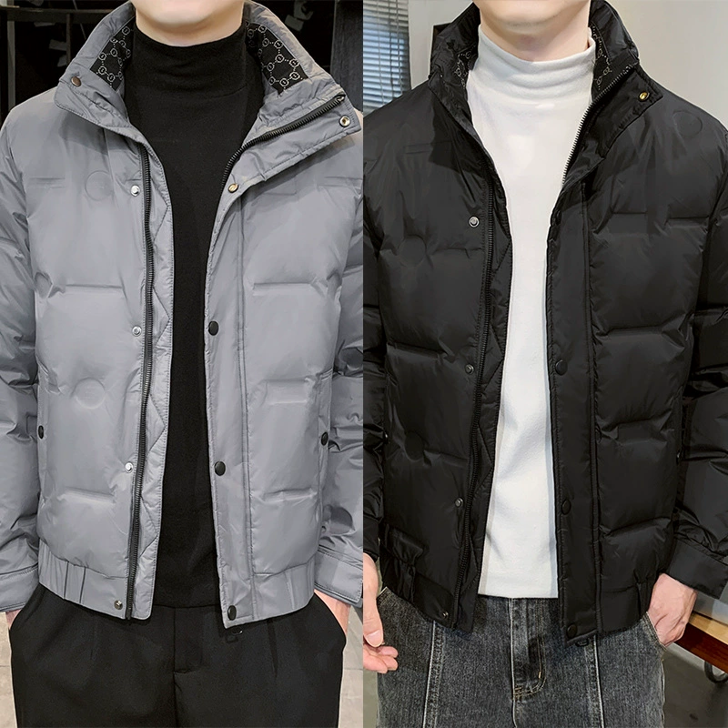 Короткий пуховик с воротником-стойкой, мужская осень и зима 2022, новая мода, теплая однотонная хлопковая куртка, пальто