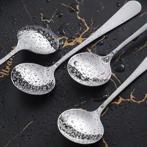 Thickened stainless steel spoon, fruit spoon, watermelon spoon, adult and children's spoon, eating spoon, large long-handled household spoon