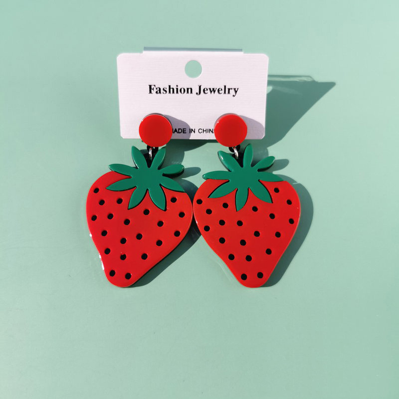 European And American Fashion Acrylic Egg Ice Cream Lemon Strawberry Earrings display picture 9