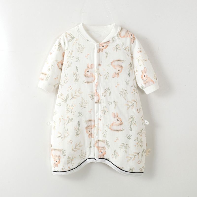 Baby Pajamas Autumn and Winter Warm Thin Cotton Male and Female Baby Pure Cotton Pajamas Quilted Nightgown Autumn and Winter Kidsren's Anti-Kick Sleeping Bag