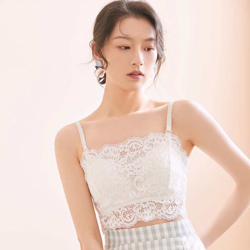 Summer Sweet Lace Beautiful Back Detachable Shoulder Straps Tube Top Integrated Latex Pads No Steel Ring Anti-Exposure Intimates