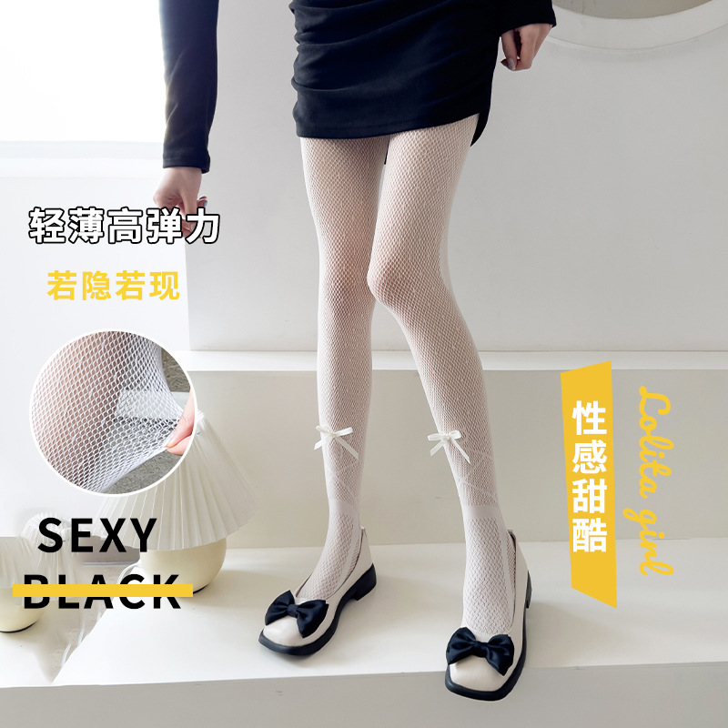 Blanco de seda bowknot leggings verano fino Lolita negro medias que adelgaza versátil JK malla calcetines fabricantes lote